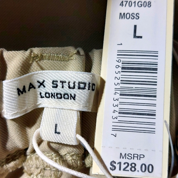 Max Studio London Women's High Waist Cropped Wide-Leg Trousers Moss Size L NWT - Picture 8 of 11